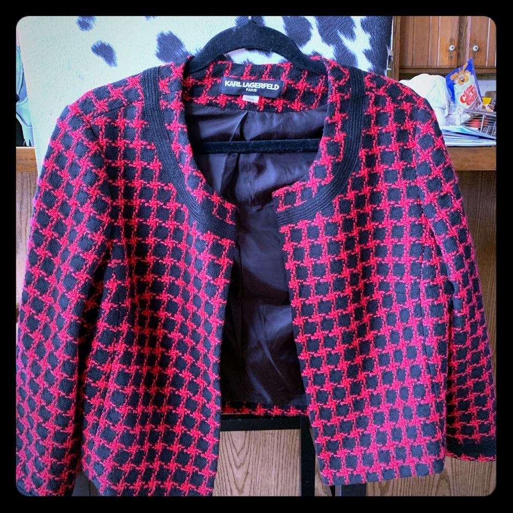 Karl Lagerfeld Cropped Tweed Jacket